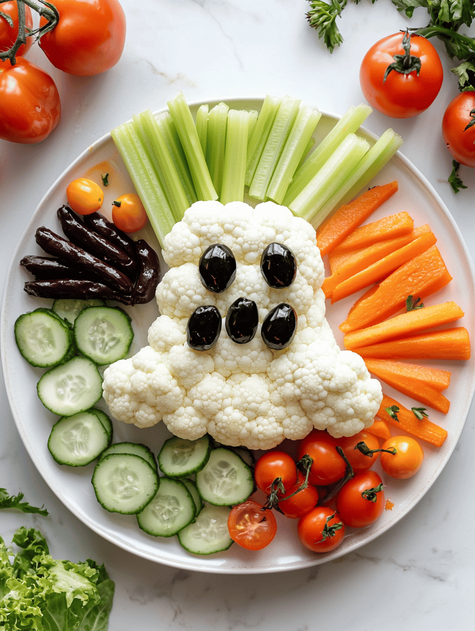 Spooktacularly Cute Halloween Ghost Veggie Platter