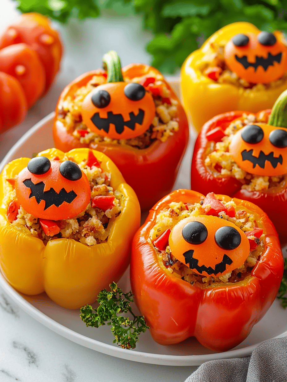 Spooktacular Jack-o’-Lantern Stuffed Bell Peppers for Your Halloween Table