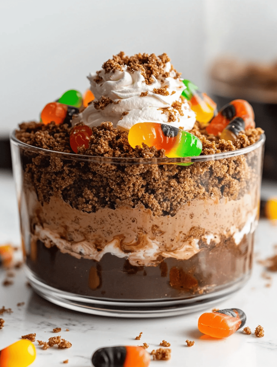 Spooky Fun: Halloween Dirt Cake with Gummy Worms